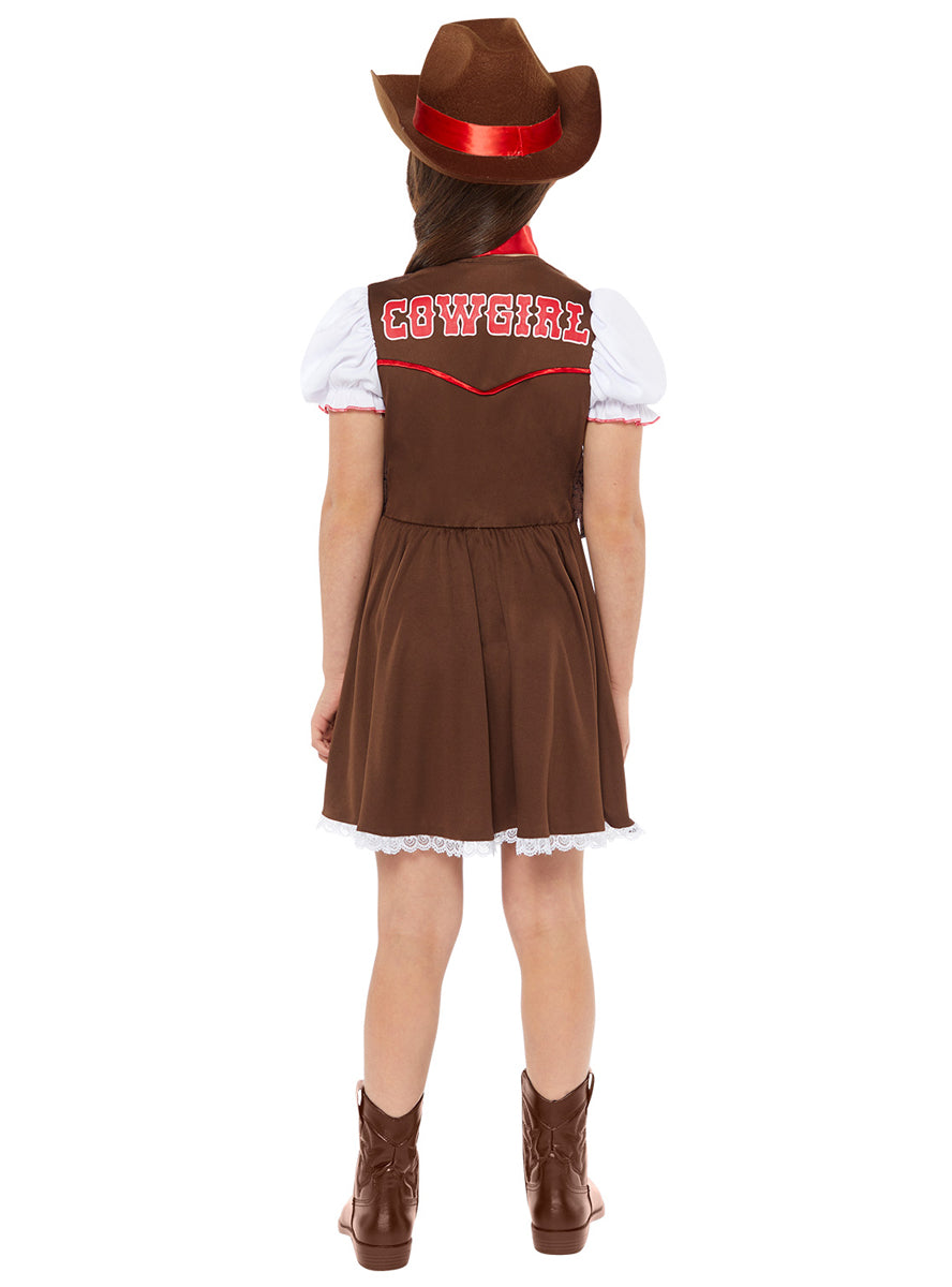 Teen Girls Brown Western Cowgirl Costume - Back Image