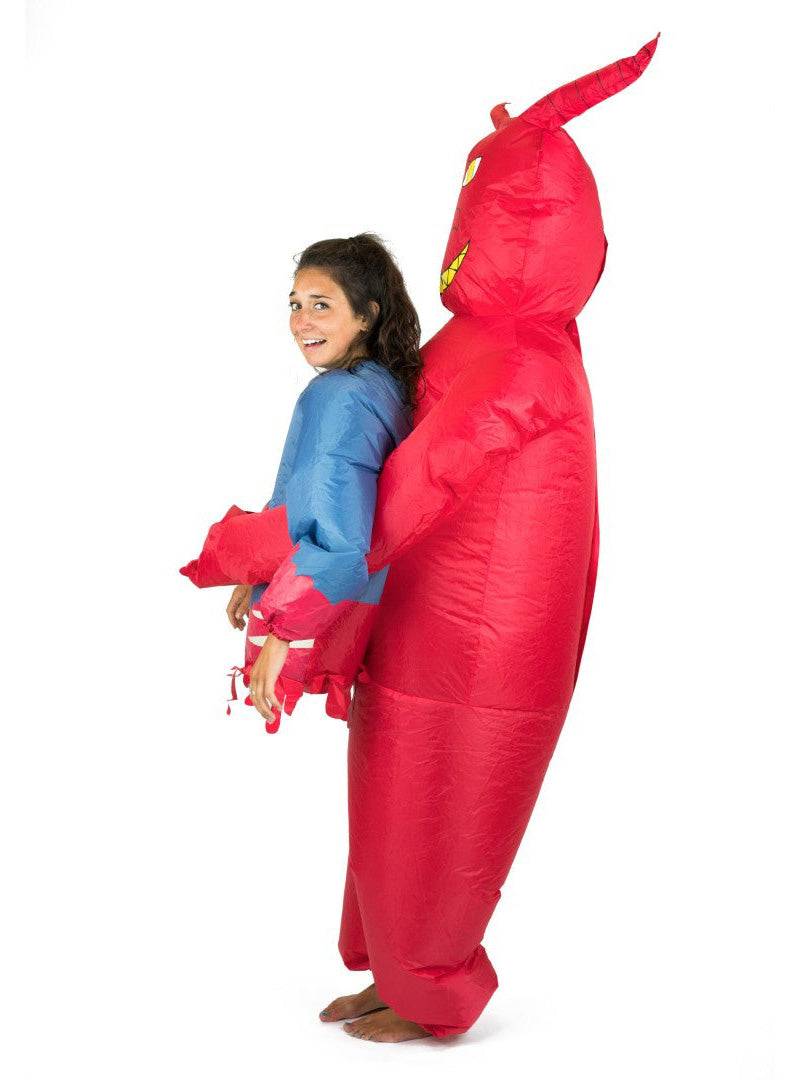 Inflatable Carry Me Devil Novelty Adults Halloween Costume - Side Image