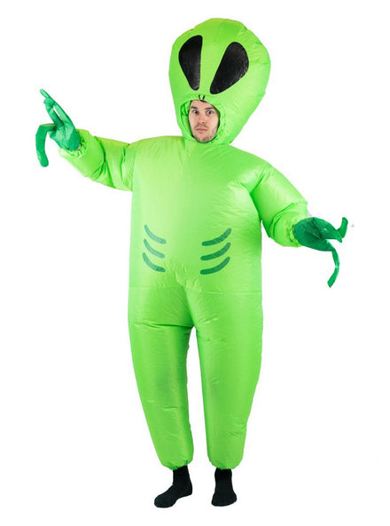 Inflatable Green Alien Novelty Adults Costume - Main Image