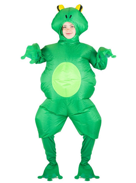 Inflatable Green Frog Kids Animal Costume - Main Image