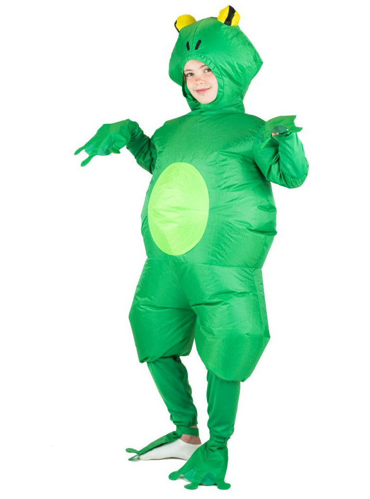 Inflatable Green Frog Kids Animal Costume - Side Image