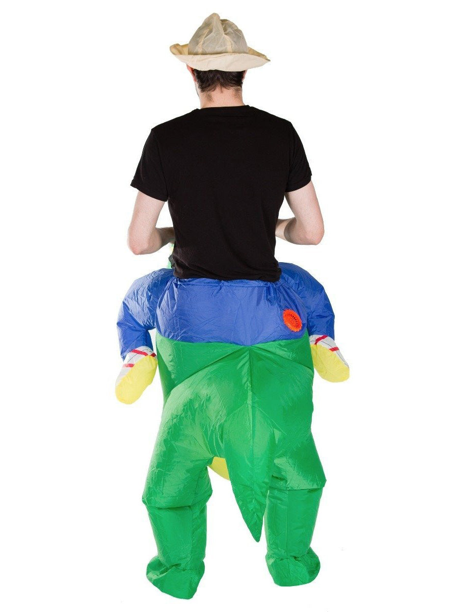 Inflatable Green Ride On Dinosaur Adults Costume - Back Image