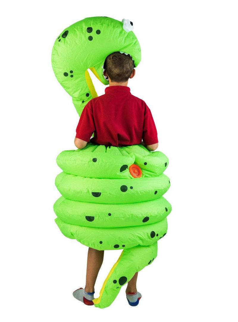Inflatable Green Snake Novelty Kids Costume - Back Image