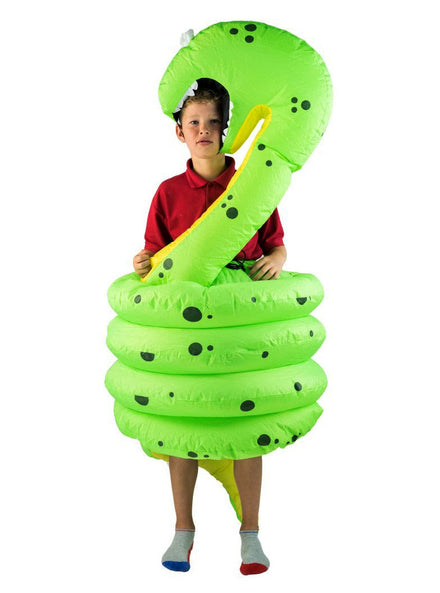 Inflatable Green Snake Novelty Kids Costume - Main Image
