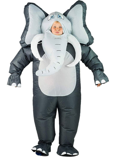 Inflatable Grey Elephant Kids Animal Costume - Main Image