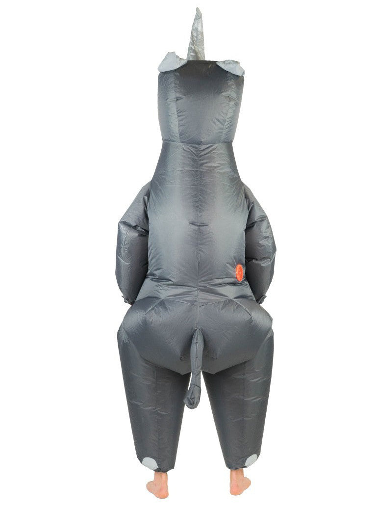 Inflatable Grey Rhino Adults Animal Costume - Back Image