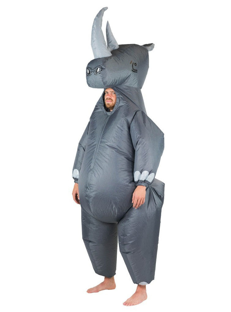 Inflatable Grey Rhino Adults Animal Costume - Main Image
