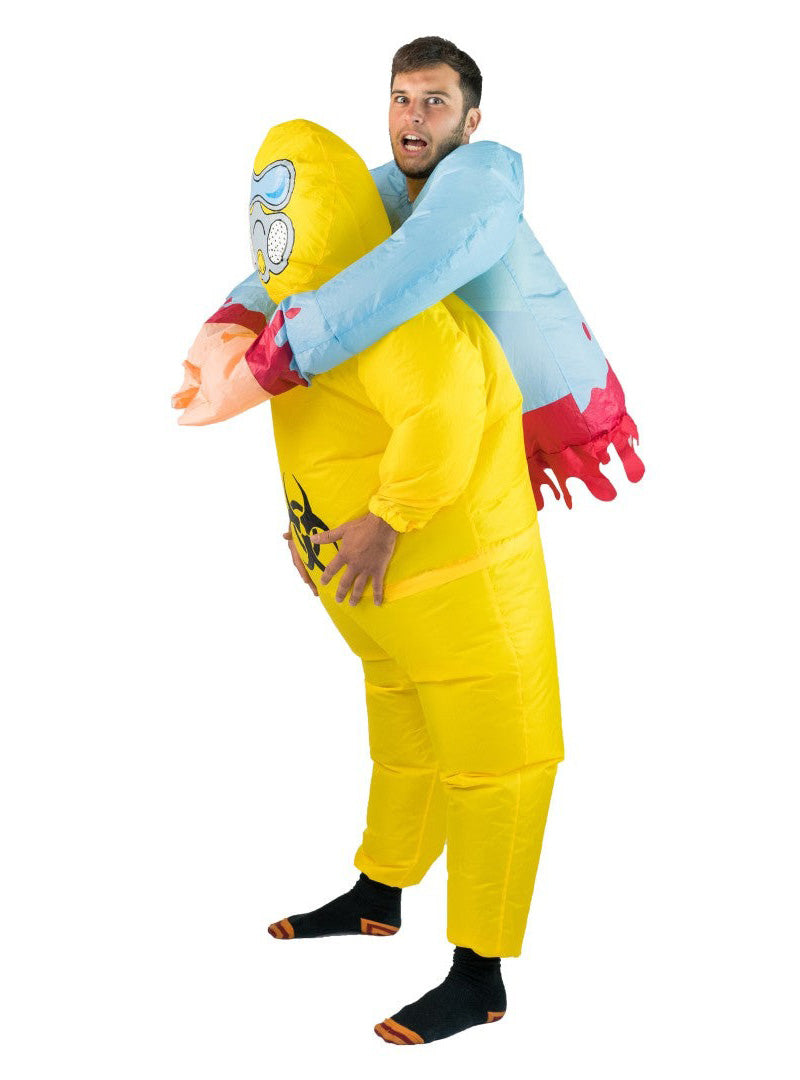 Inflatable Hazmat Suit Novelty Adults Halloween Costume - Side Image 2