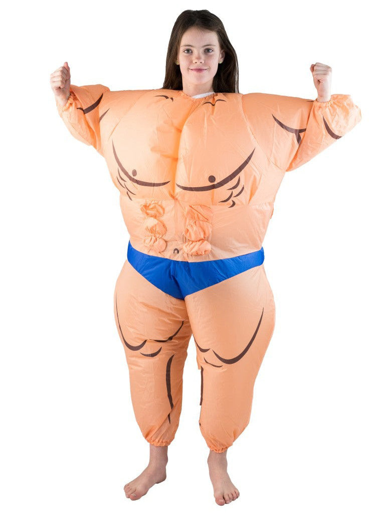 Inflatable Kids Muscle Man Novelty Bodybuilder Costume - Alternative Image