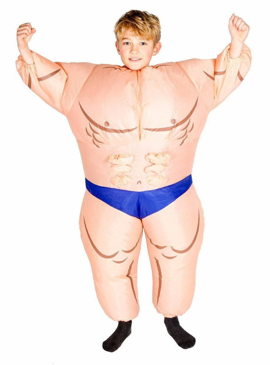 Inflatable Kids Muscle Man Novelty Bodybuilder Costume - Main Image