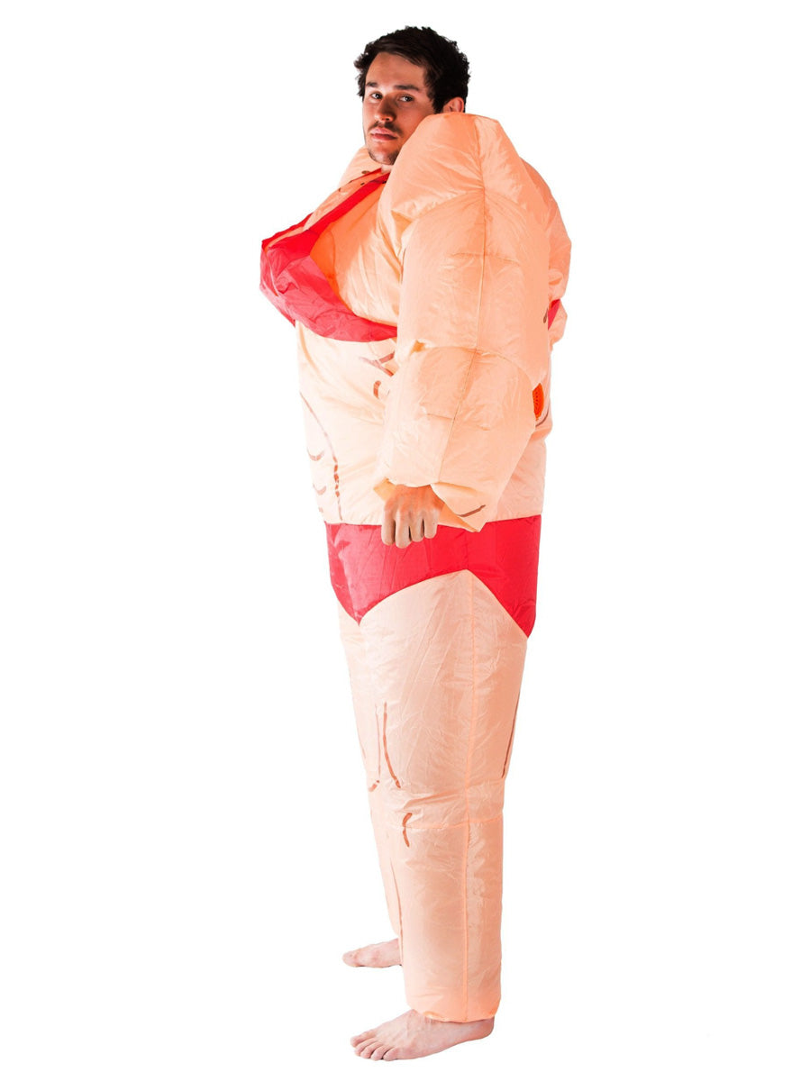 Inflatable Muscle Lady Novelty Adults Costume - Side Image