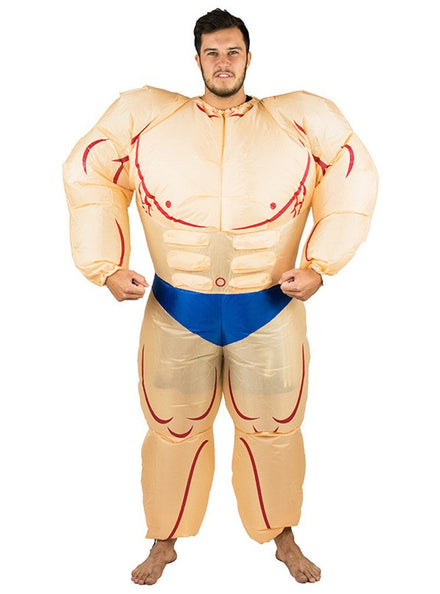 Inflatable Muscle Man Adults Novelty Bodybuilder Costume - Main Image