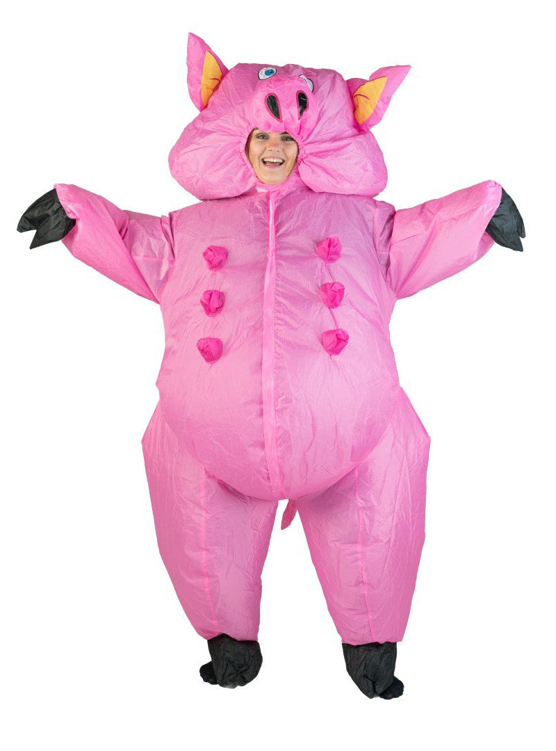 Inflatable Pink Pig Adults Animal Costume - Alternative Image