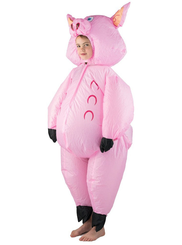 Inflatable Pink Pig Kids Animal Costume - Side Image