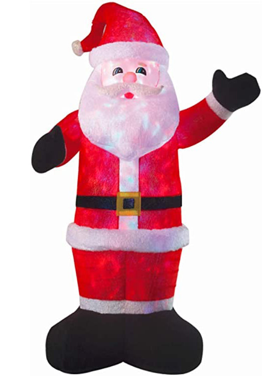 Inflatable Plush Santa Christmas Decoration with Disco Lights