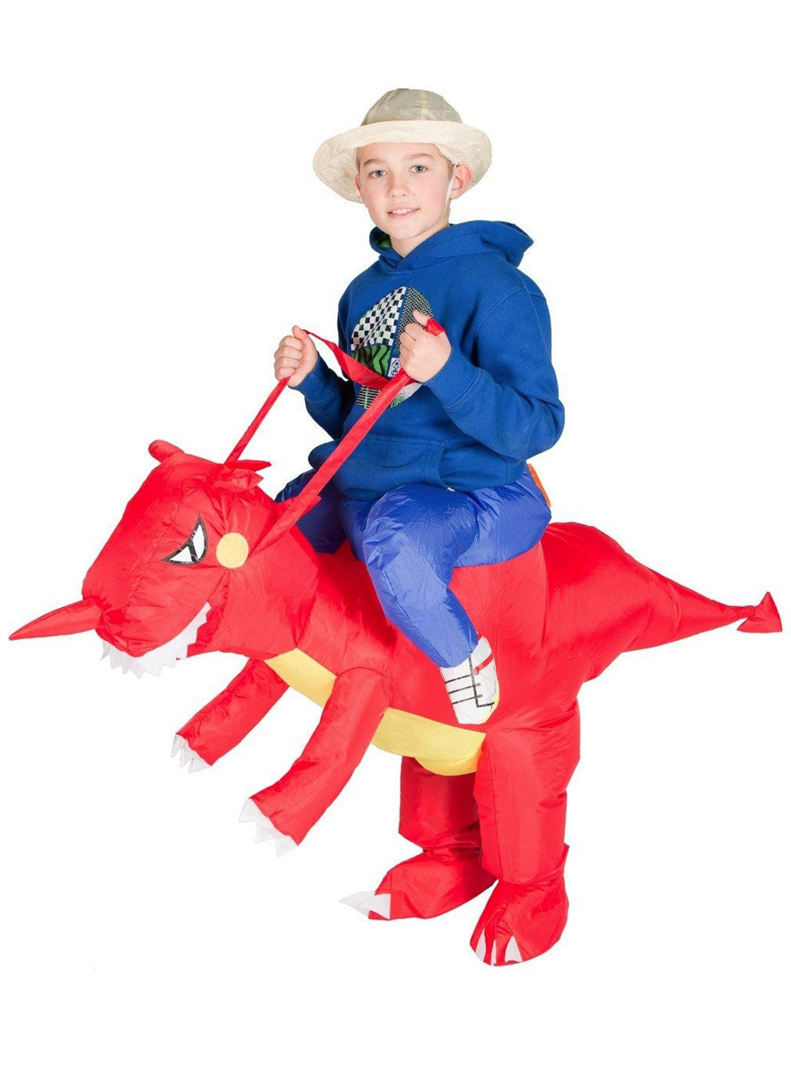 Inflatable Red Dragon Kids Ride-On Costume - Main Image
