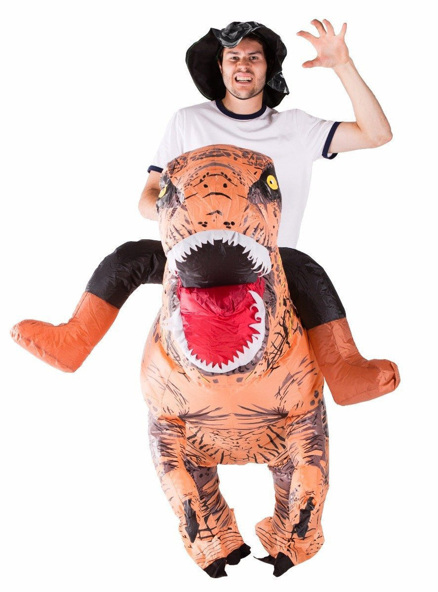 Inflatable Ride-On T-Rex Dinosaur Adults Costume - Front Image