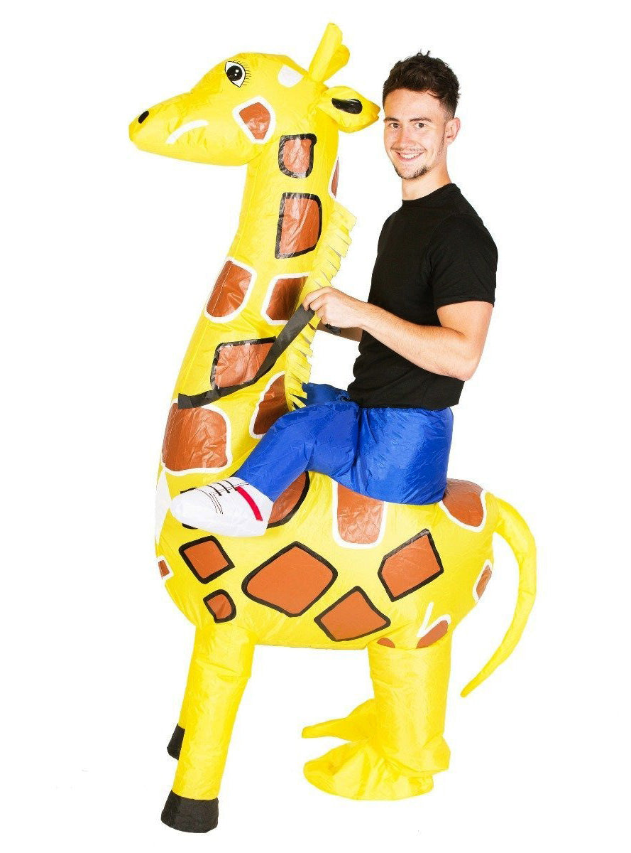Inflatable Ride-On Adults Yellow Giraffe Costume - Alternative Image