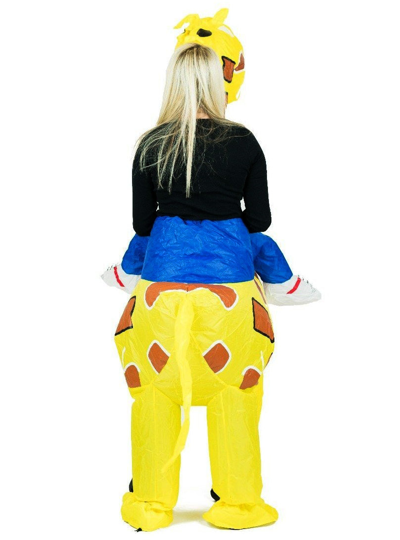 Inflatable Ride-On Adults Yellow Giraffe Costume - Back Image