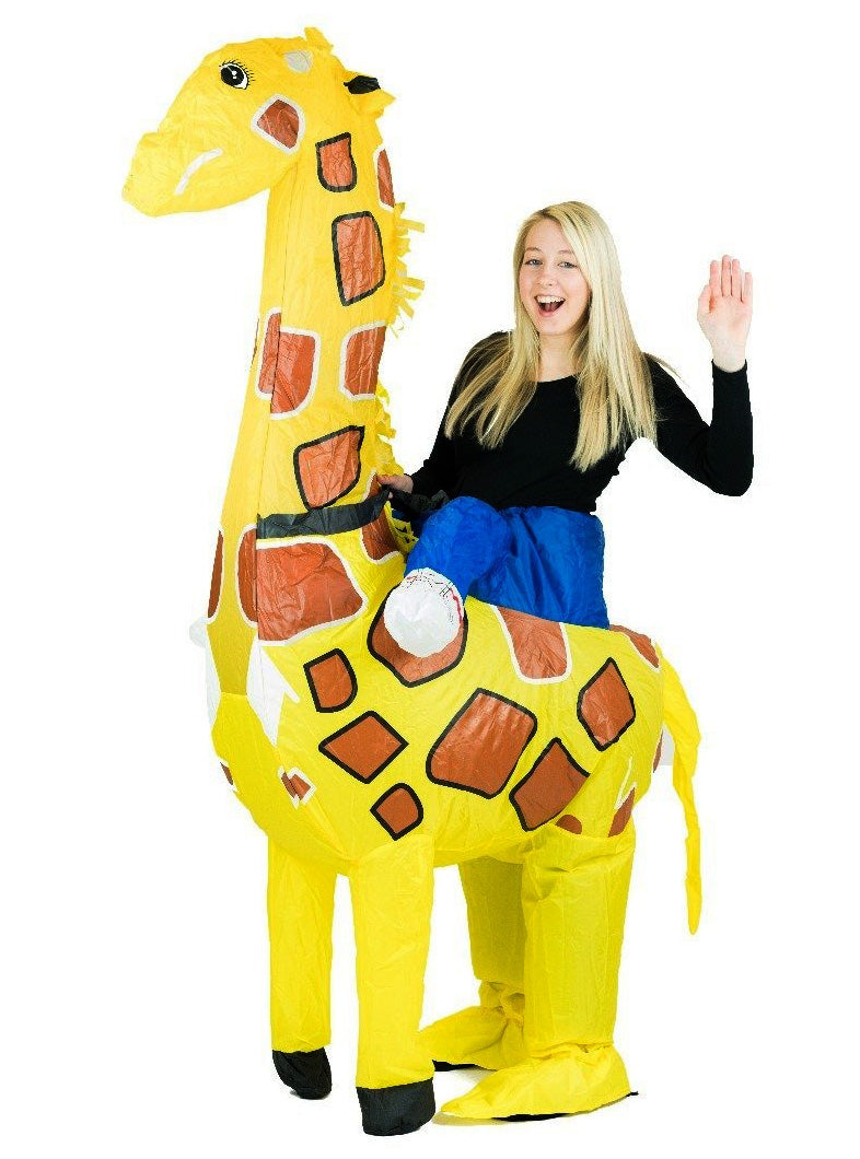 Inflatable Ride-On Adults Yellow Giraffe Costume - Main Image