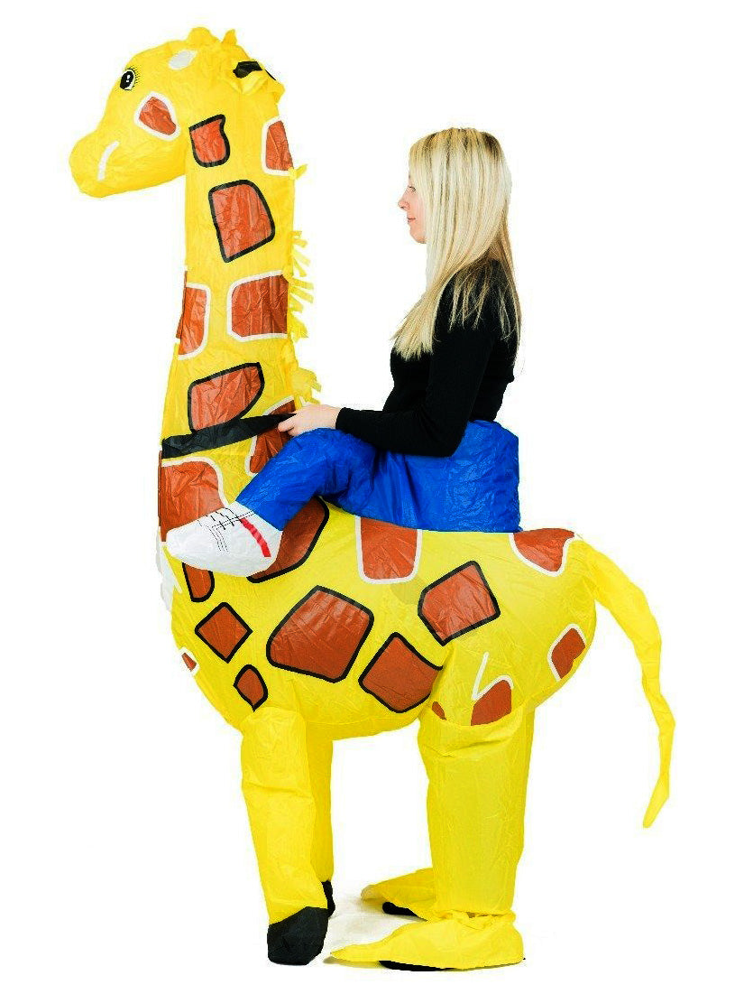 Inflatable Ride-On Adults Yellow Giraffe Costume - Side Image