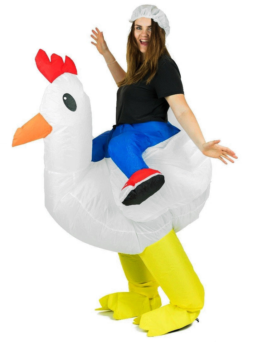 Inflatable Ride-On Chicken Adults Costume - Alternative Image