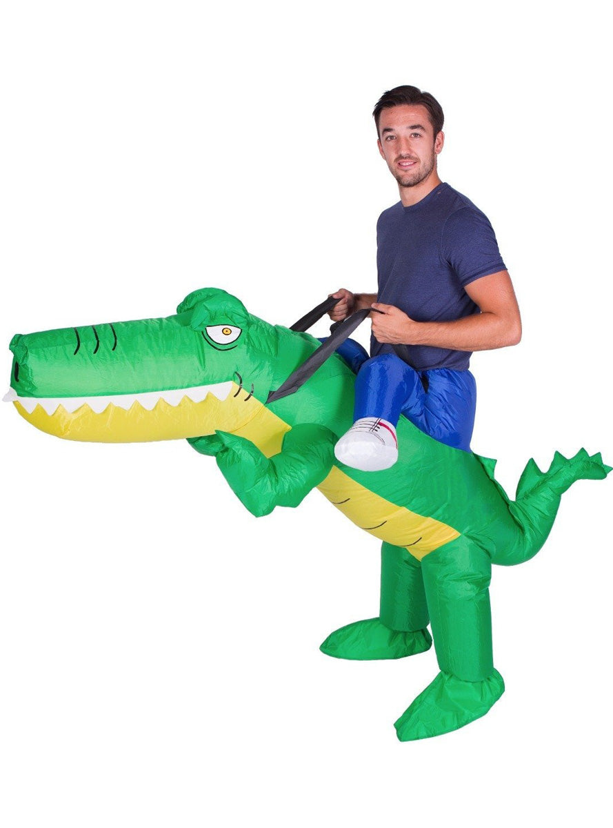 Inflatable Ride-On Crocodile Adults Costume - Main Image
