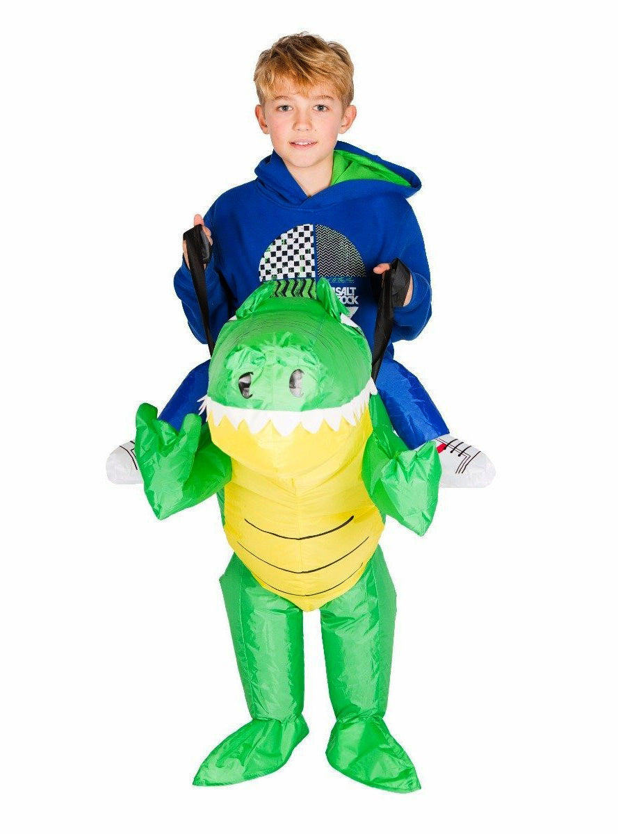 Inflatable Ride-On Crocodile Kids Costume - Front Image
