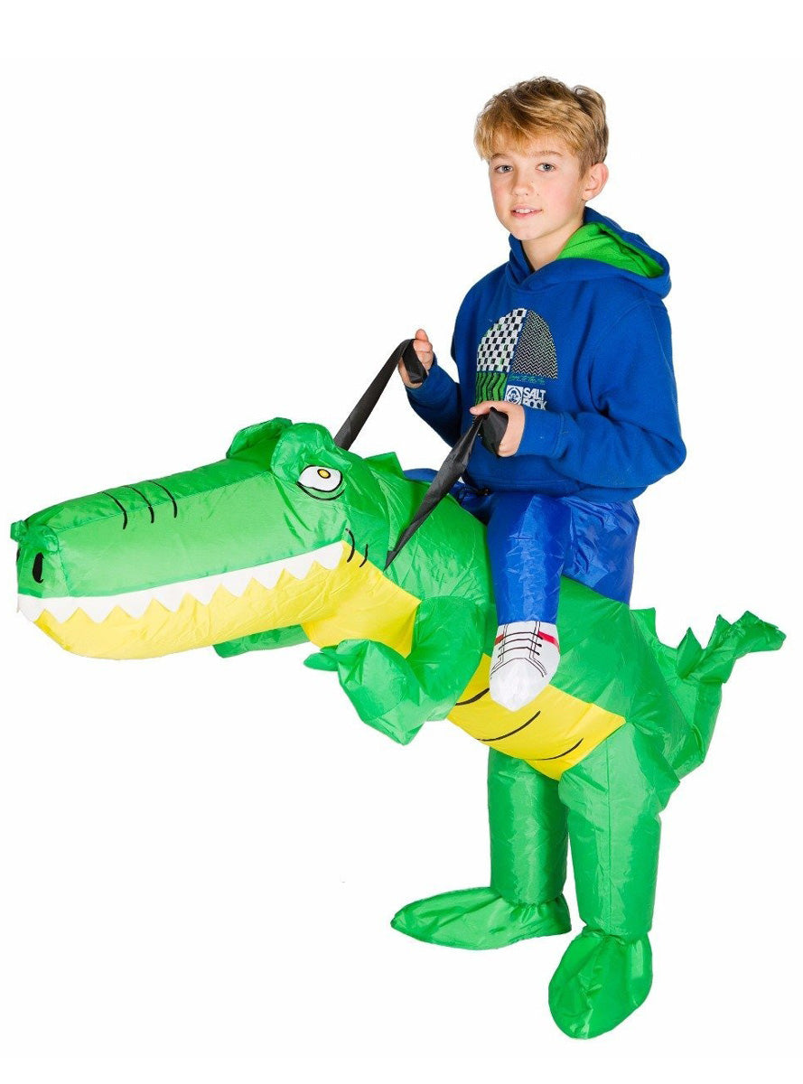 Inflatable Ride-On Crocodile Kids Costume - Main Image