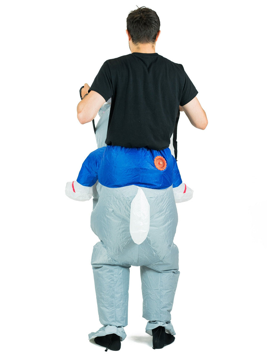 Inflatable Ride-On Grey Rabbit Adults Costume - Back Image