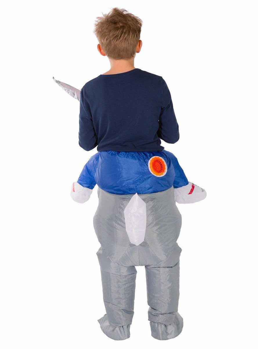 Inflatable Ride-On Grey Rabbit Kids Costume - Back Image