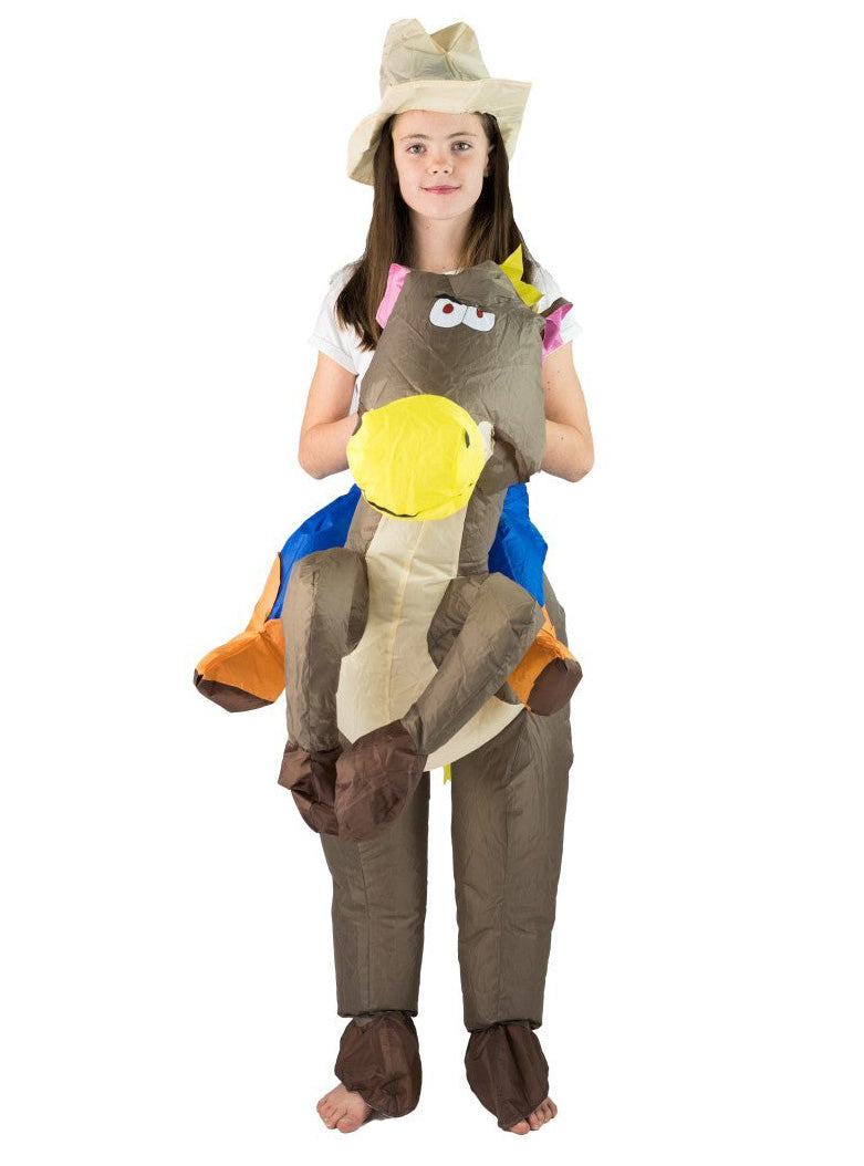 Inflatable Ride-On Horse Kids Cowboy Costume - Alternative Image 2