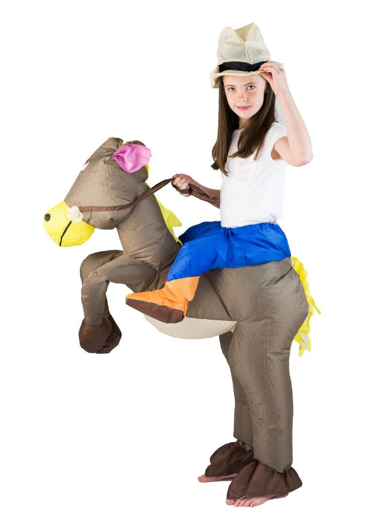 Inflatable Ride-On Horse Kids Cowboy Costume - Alternative Side Image