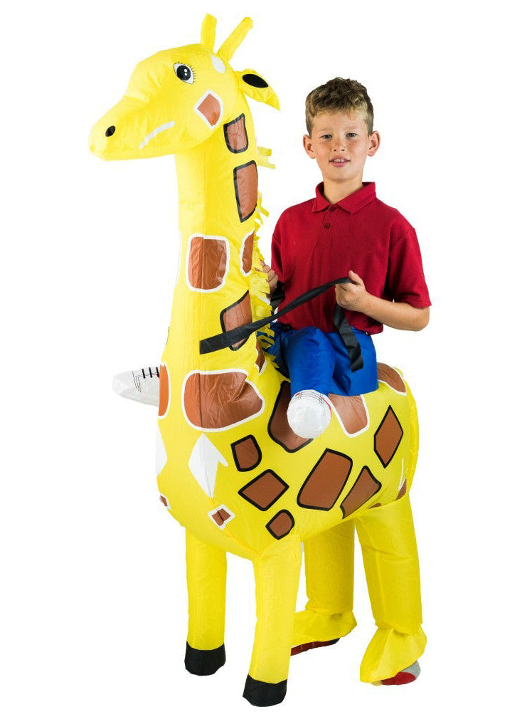 Inflatable Ride-On Kids Yellow Giraffe Costume - Alternative Image