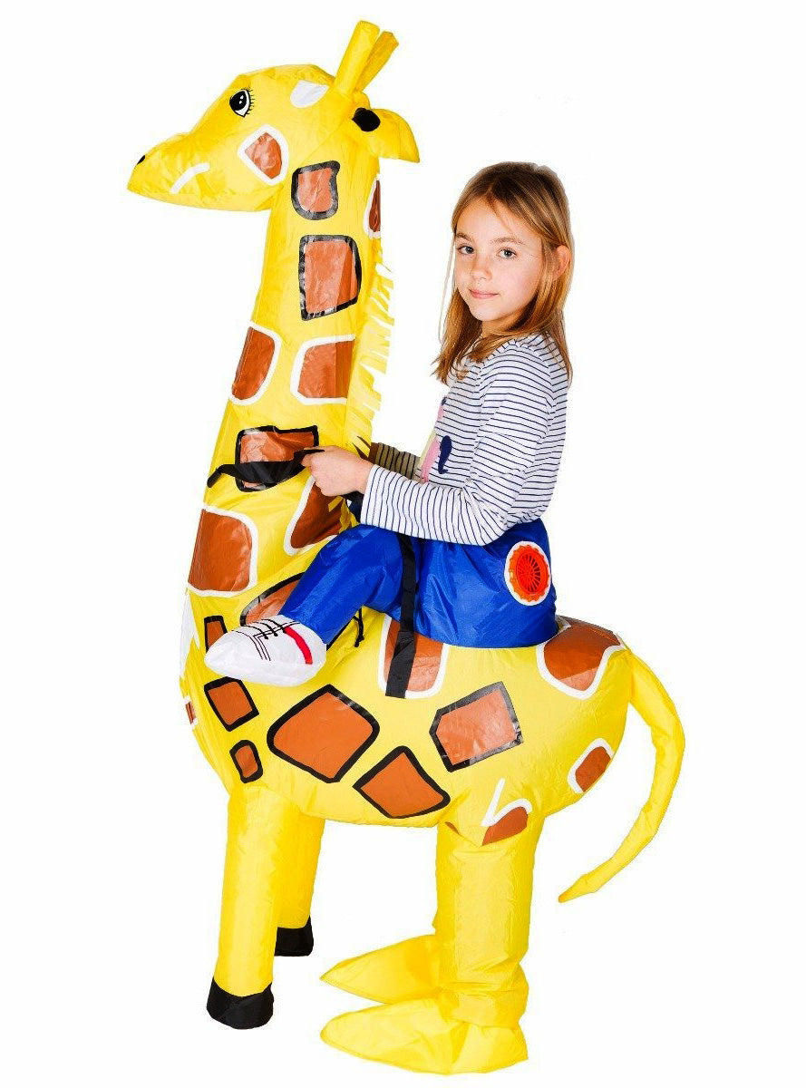Inflatable Ride-On Kids Yellow Giraffe Costume - Main Image