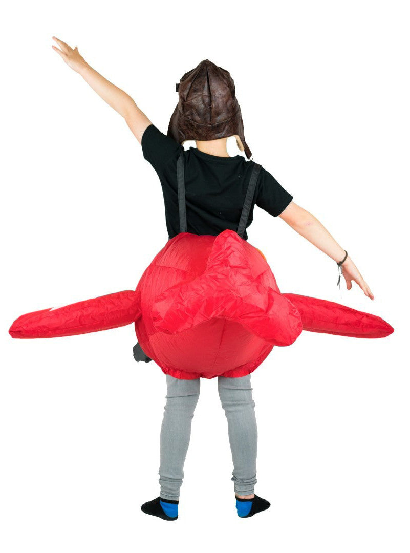 Inflatable Ride-On Red Plane Kids Costume - Back Image