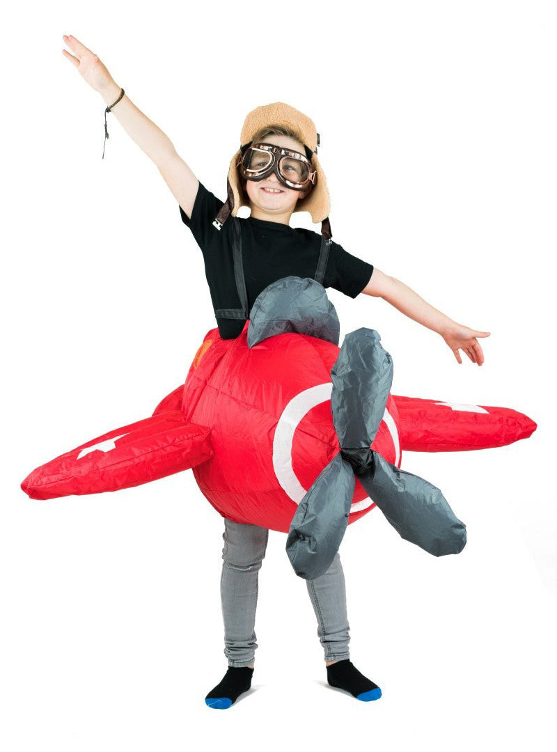 Inflatable Ride-On Red Plane Kids Costume - Main Image