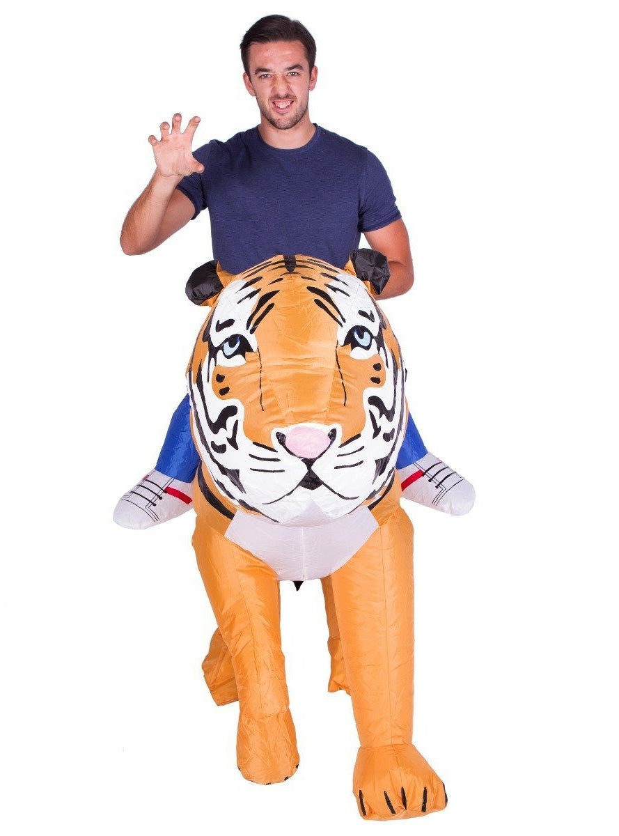Inflatable Ride-On Tiger Adults Costume - Front Image
