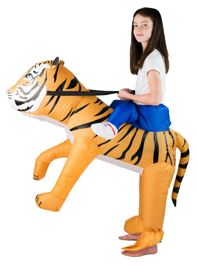 Inflatable Ride-On Tiger Kids Costume - Alternative Image