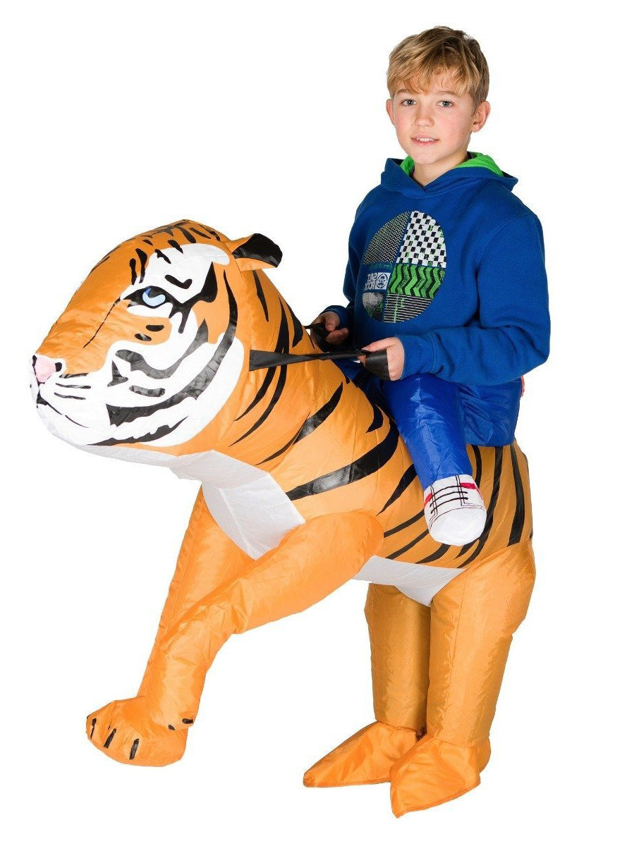 Inflatable Ride-On Tiger Kids Costume - Main Image
