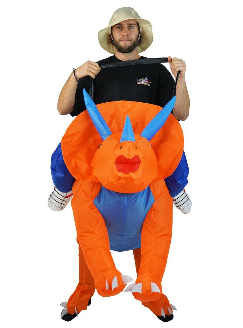 Inflatable Ride-On Triceratops Adults Dinosaur Costume - Front Image