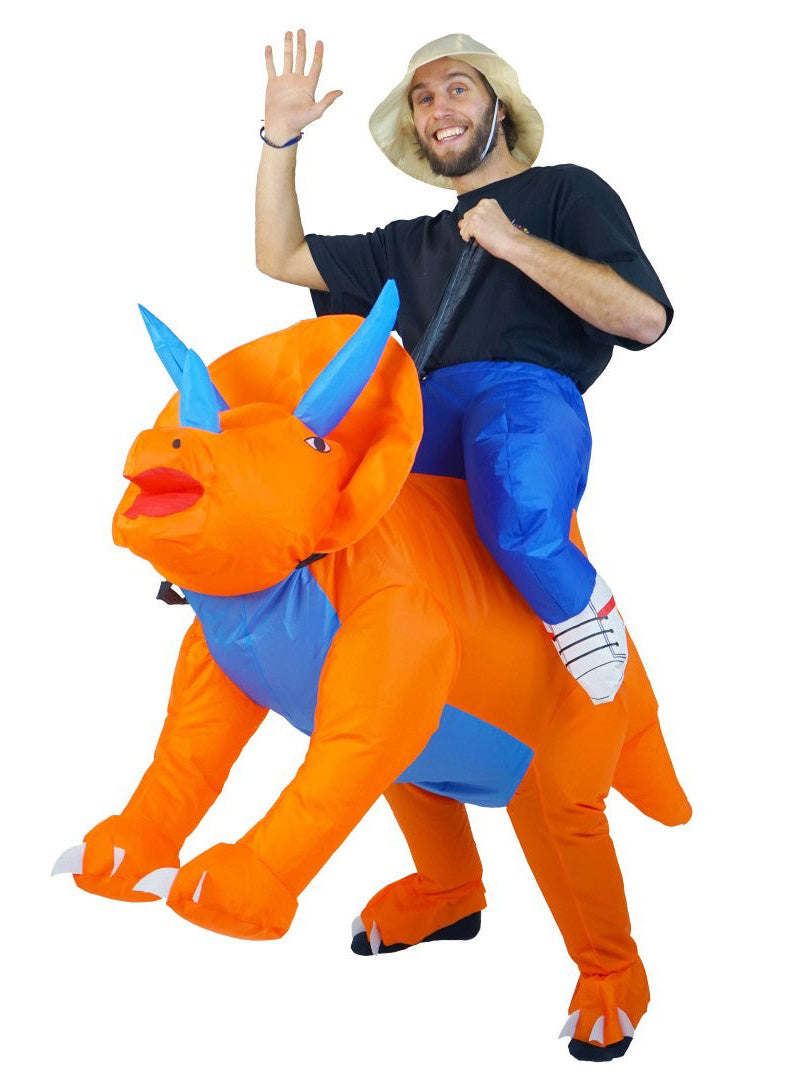 Inflatable Ride-On Triceratops Adults Dinosaur Costume - Main Image