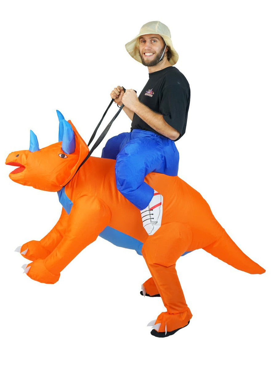 Inflatable Ride-On Triceratops Adults Dinosaur Costume - Side Image