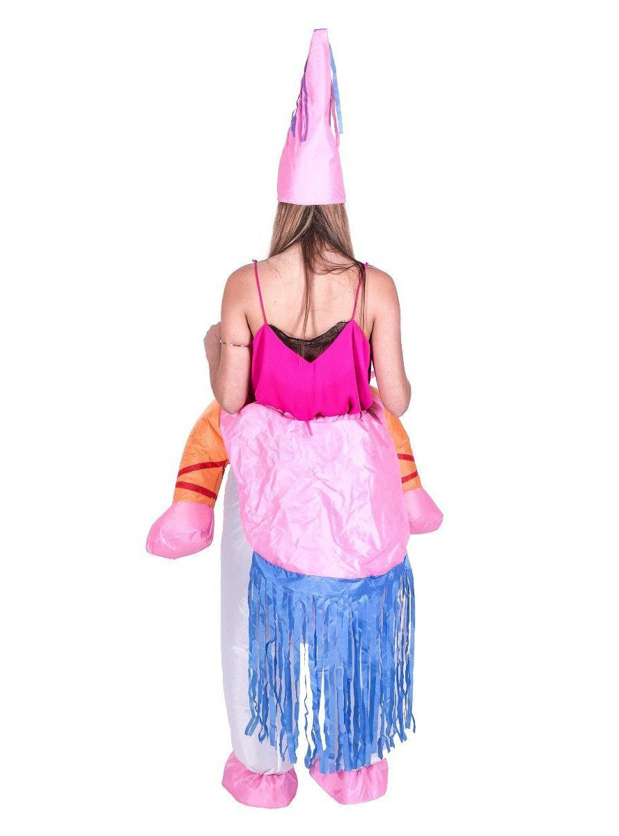 Inflatable Ride-On Unicorn Adults Costume - Back Image