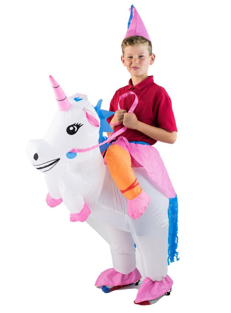 Inflatable Ride-On Unicorn Kids Costume - Alternative Image