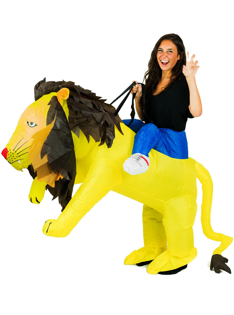 Inflatable Ride-On Yellow Lion Adults Costume - Alternative Image