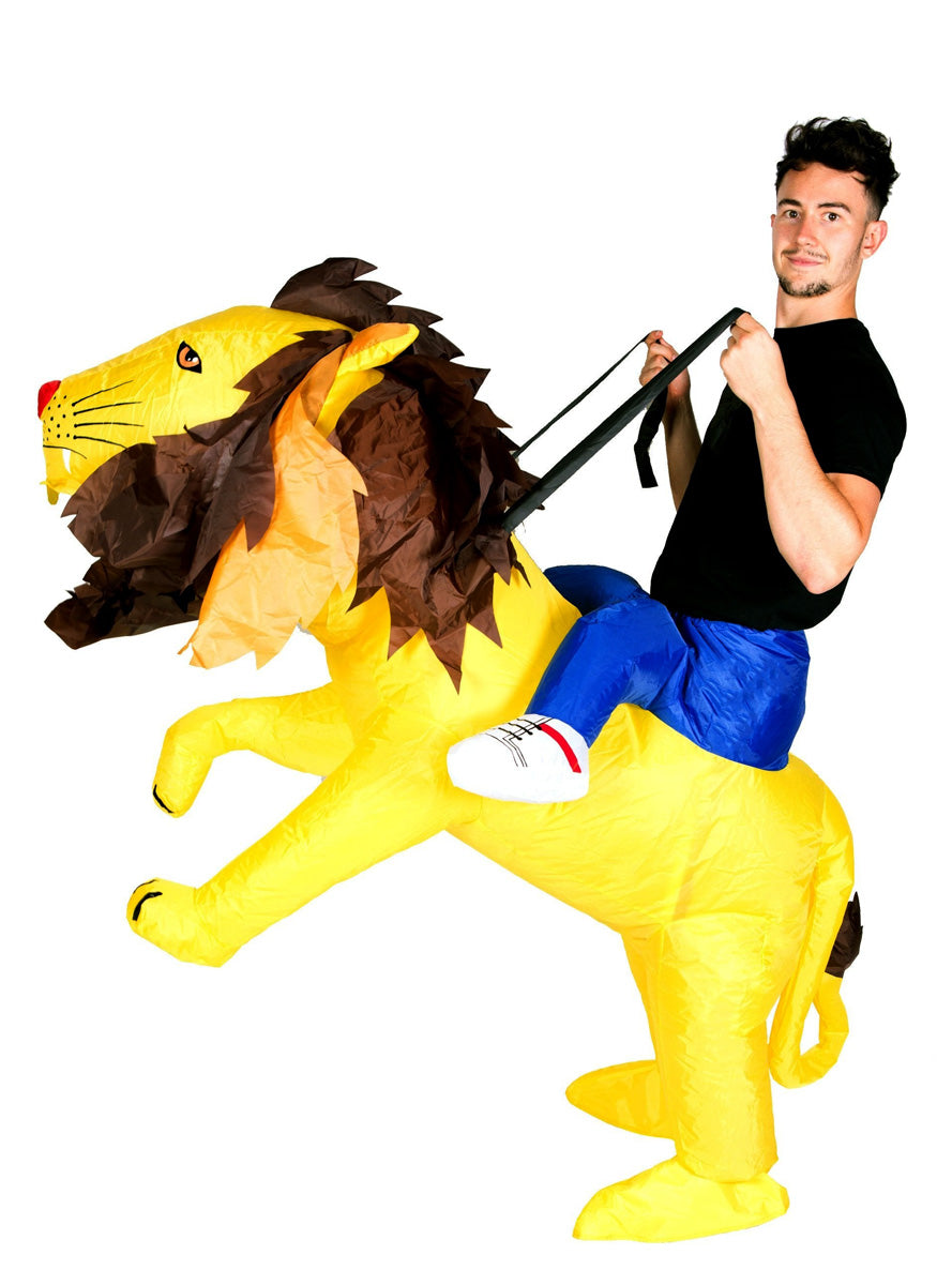 Inflatable Ride-On Yellow Lion Adults Costume - Main Image