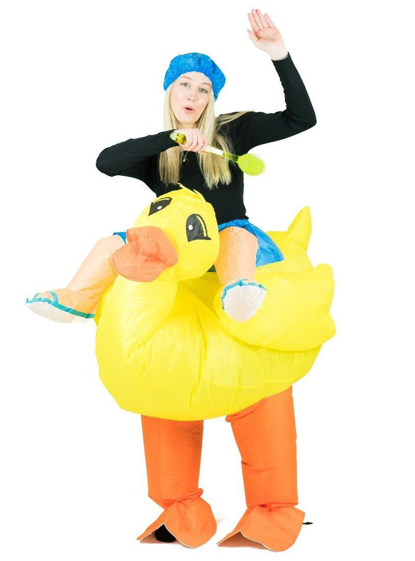 Inflatable Ride-On Yellow Rubber Ducky Adults Costume - Alternative Image