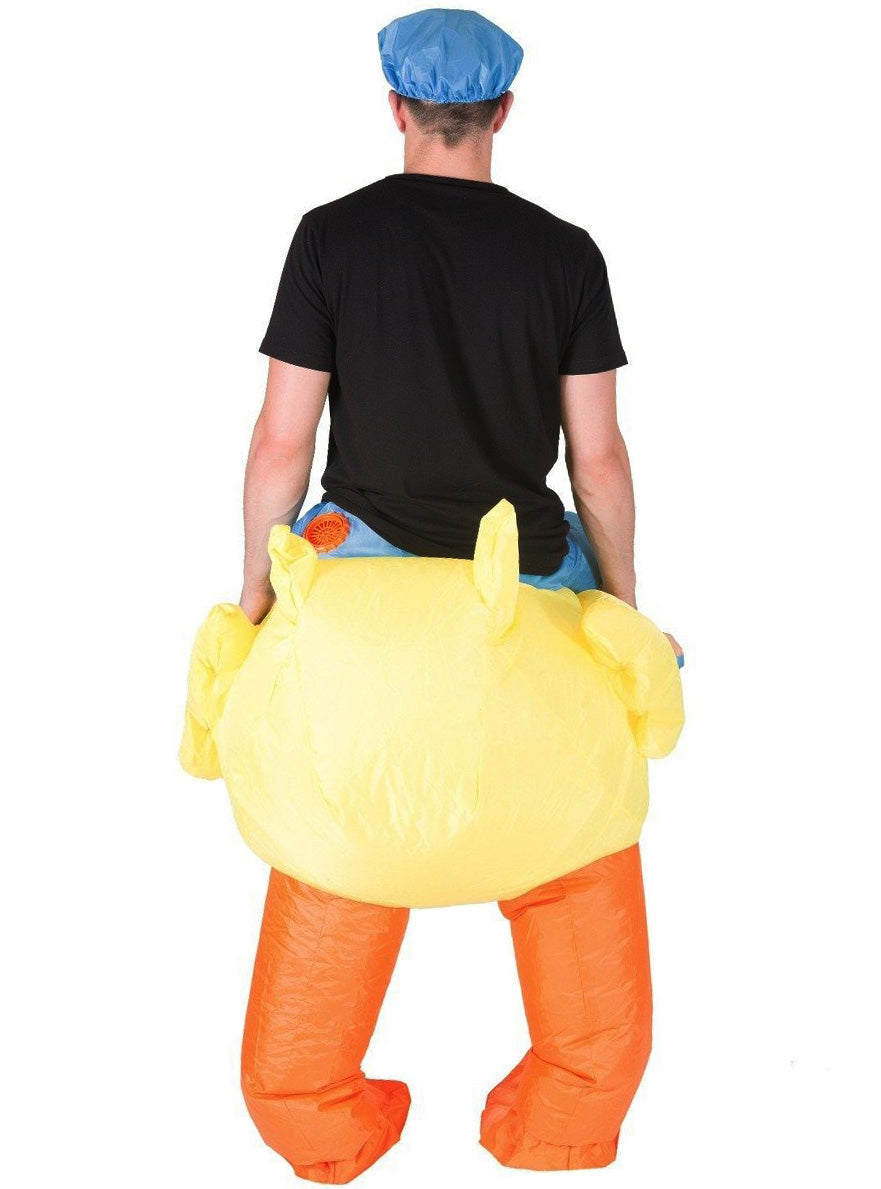 Inflatable Ride-On Yellow Rubber Ducky Adults Costume - Back Image