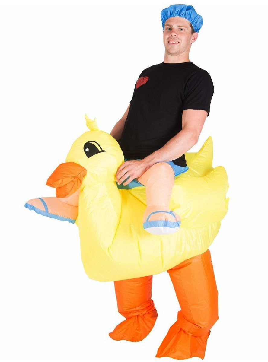 Inflatable Ride-On Yellow Rubber Ducky Adults Costume - Main Image